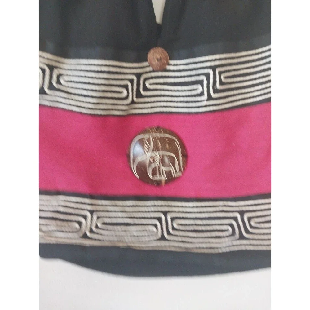 Boho India Hobo Sak Bag Cotton Retro Women's Bead Accent Black/Pink/White